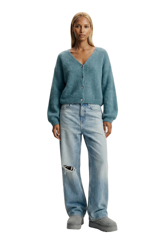 Cornelia Cropped Cardigan Teal Blue
