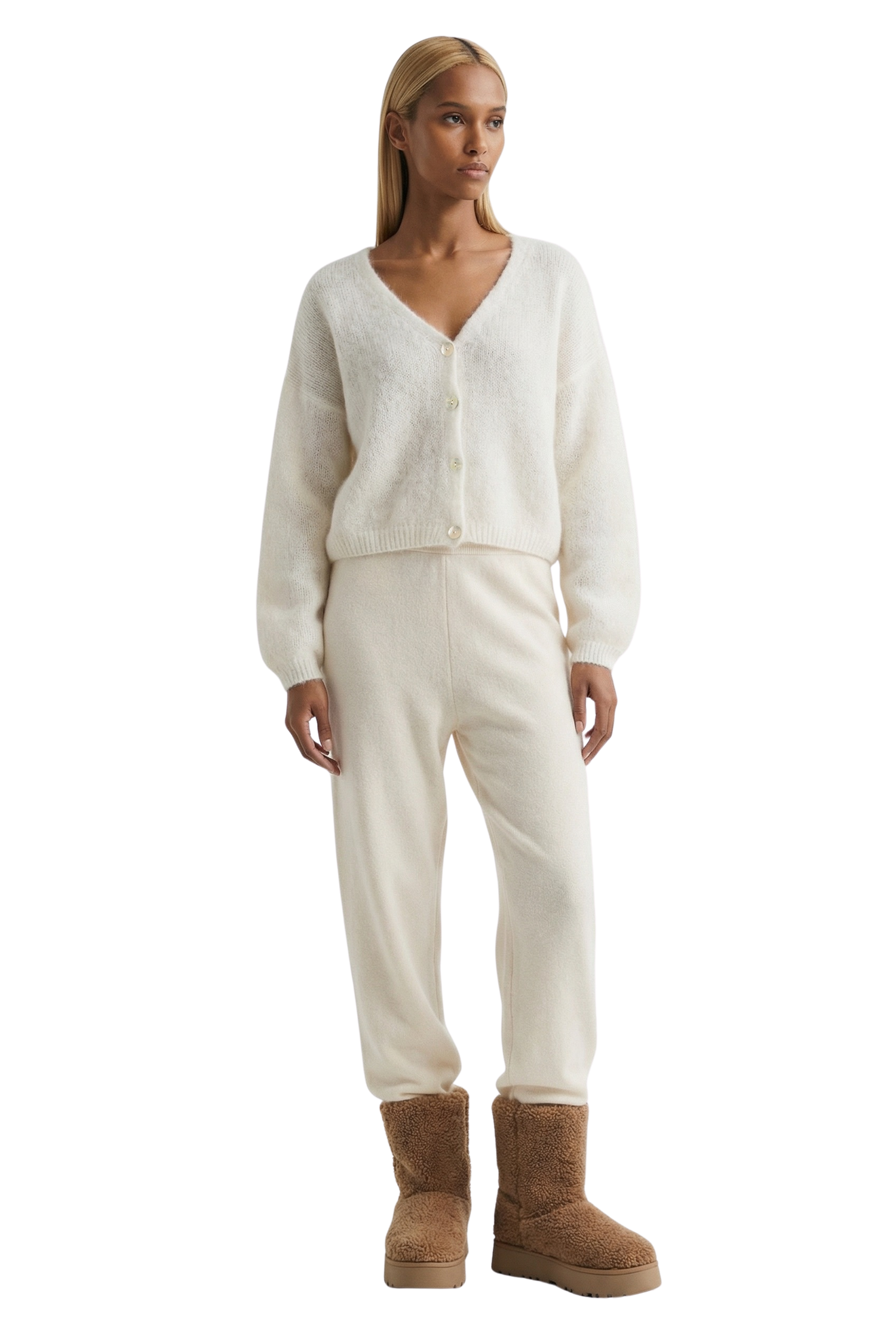 Urban Classics Damen Strickjacke Ladies Cropped Feather Cardigan, kurze Strickjacke mit Knopfverschluss, kurzer Cardigan für Damen