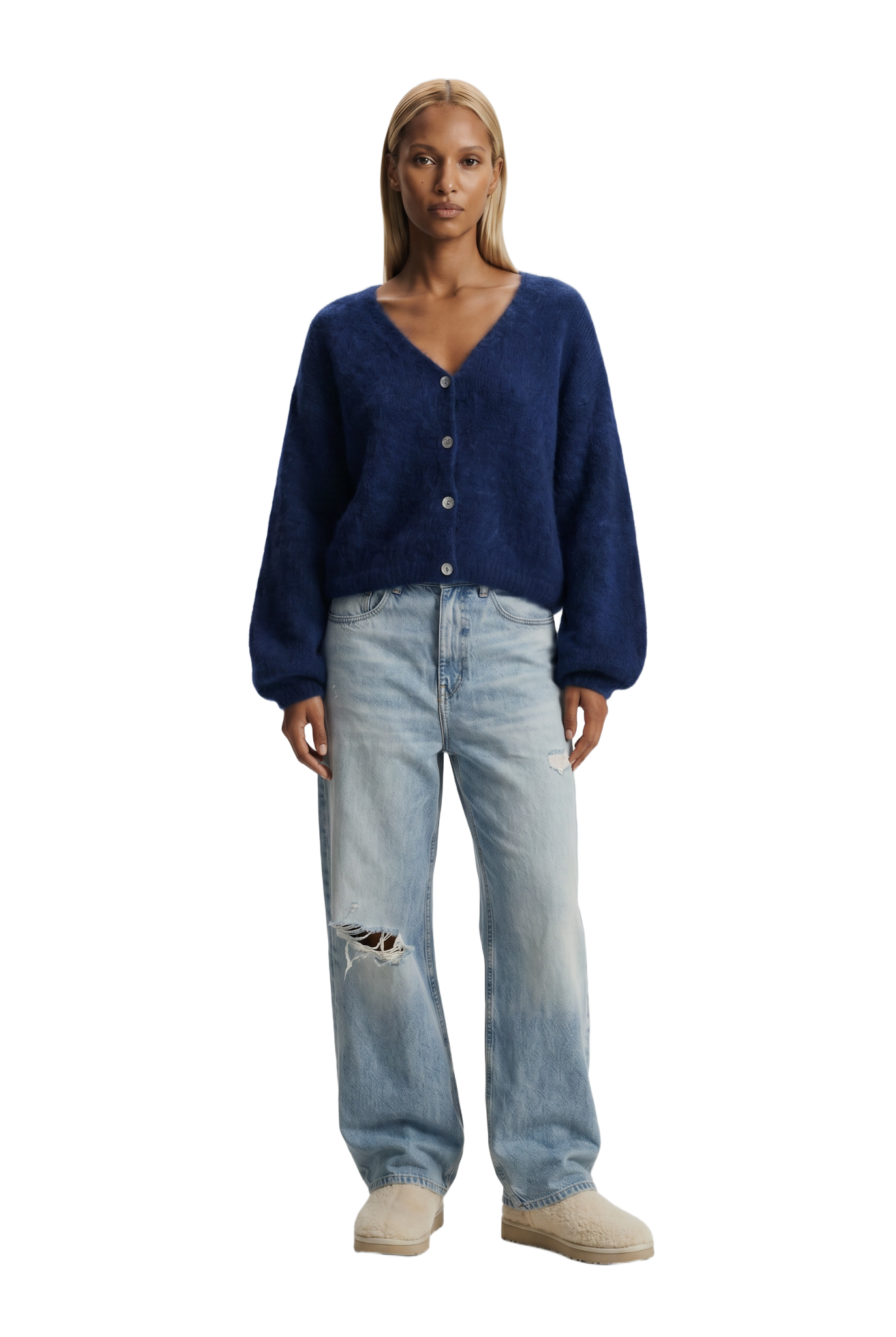 Cornelia Cropped Cardigan Navy Blue