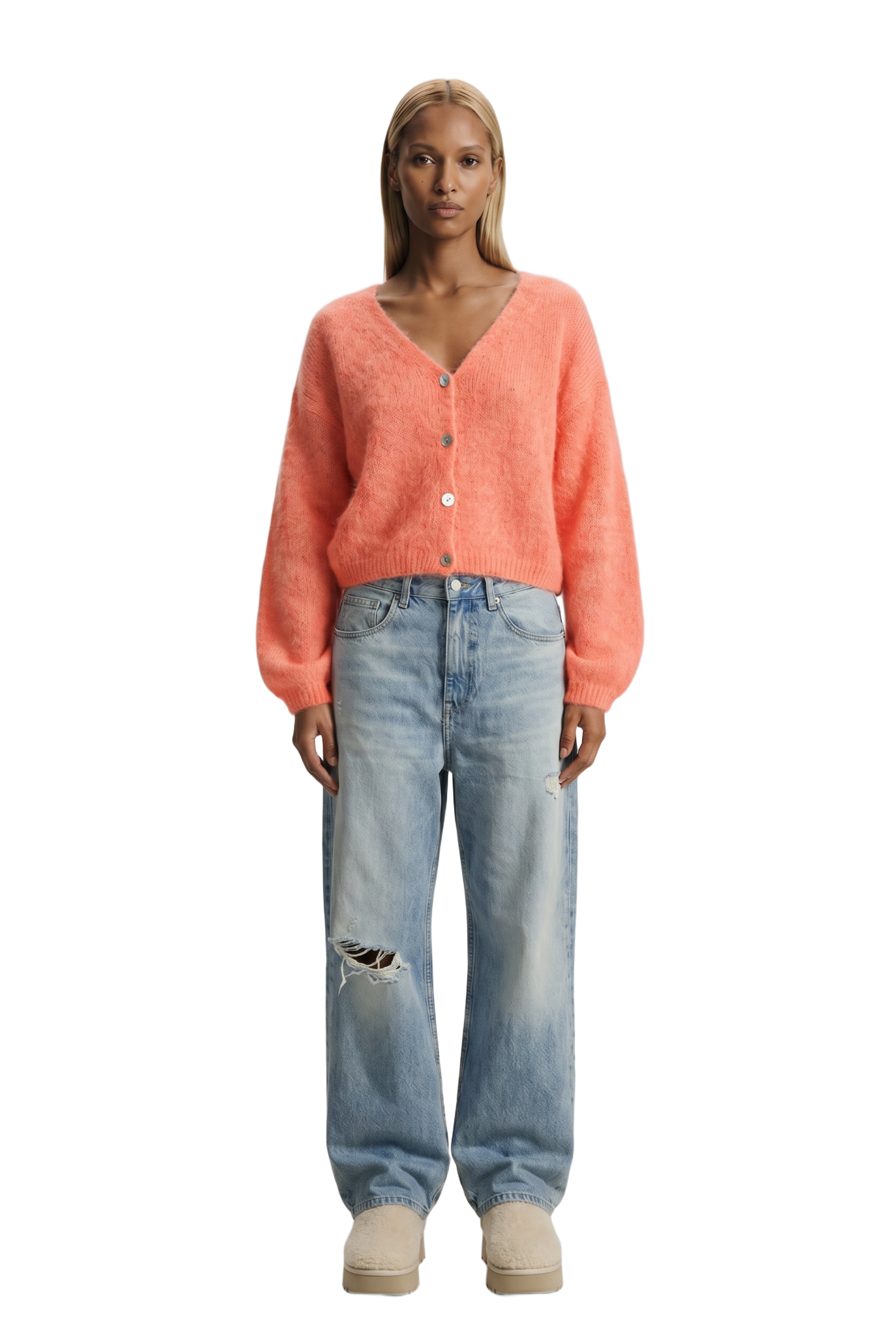 Cornelia Cropped Cardigan Salmon