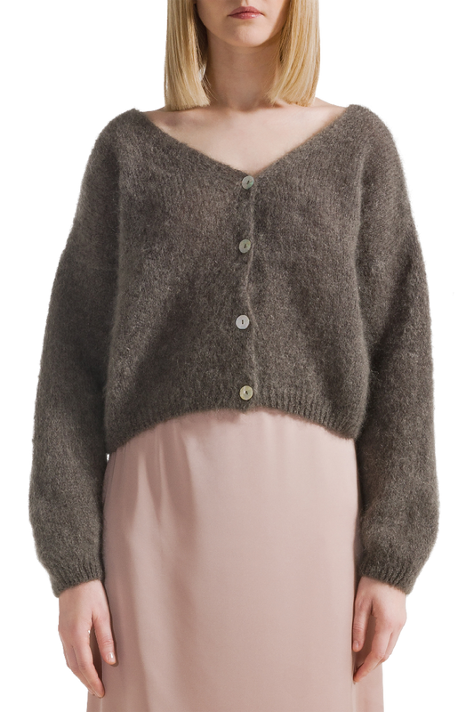 Cornelia Cropped Cardigan Dark Taupe