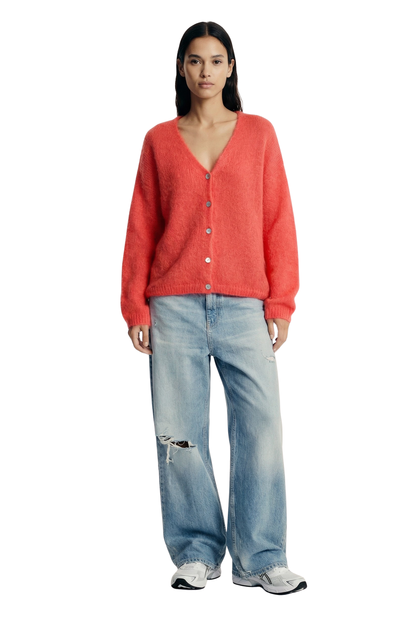 Cornelia LS Cardigan Coral Red
