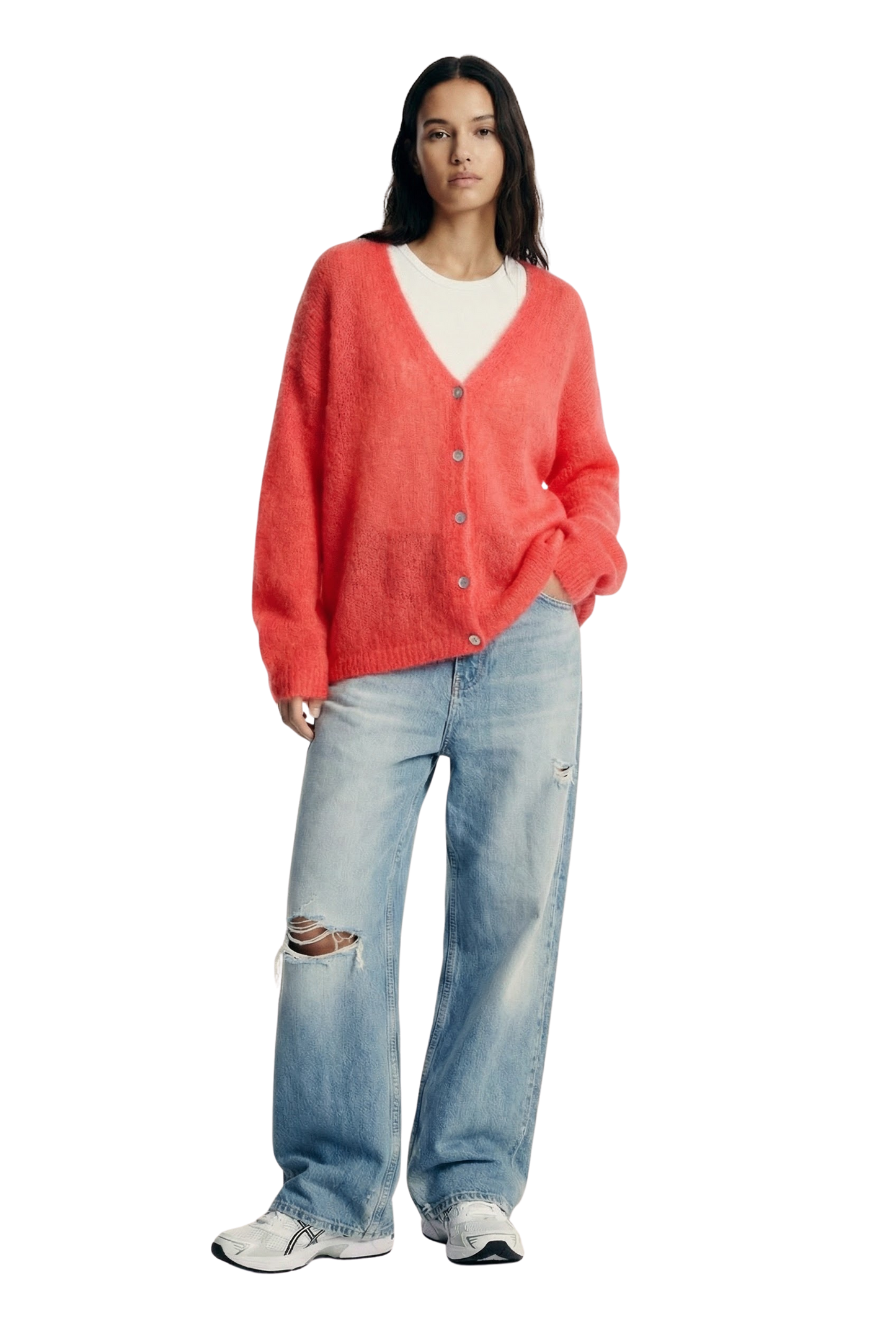 Cornelia LS Cardigan Coral Red