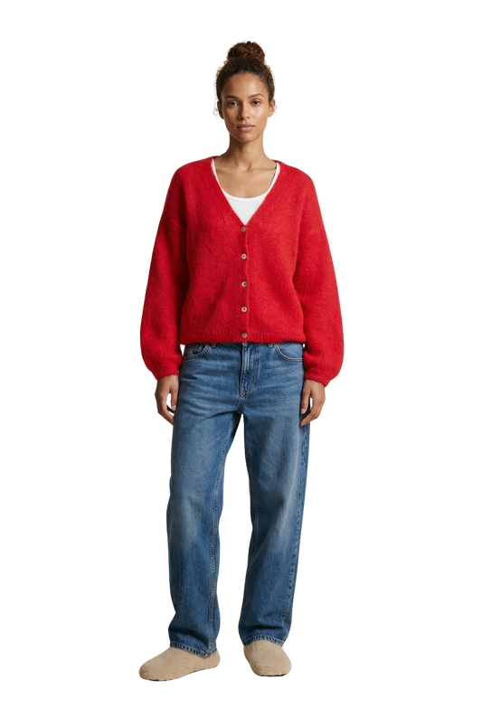 Cornelia LS Cardigan Lipstick Red