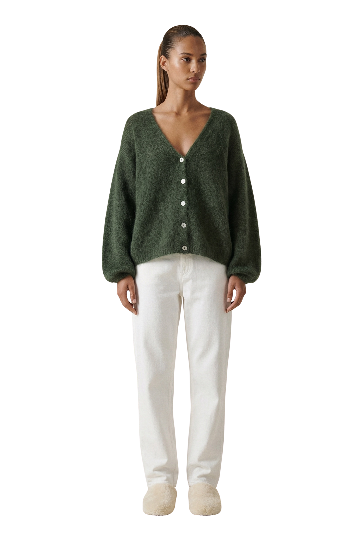 Cornelia LS Cardigan Seaweed Green | Americandreams