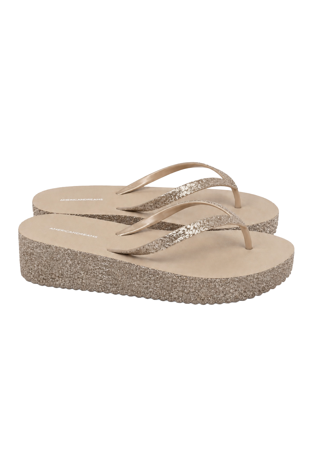 Dream Glitter Flip Flops Taupe