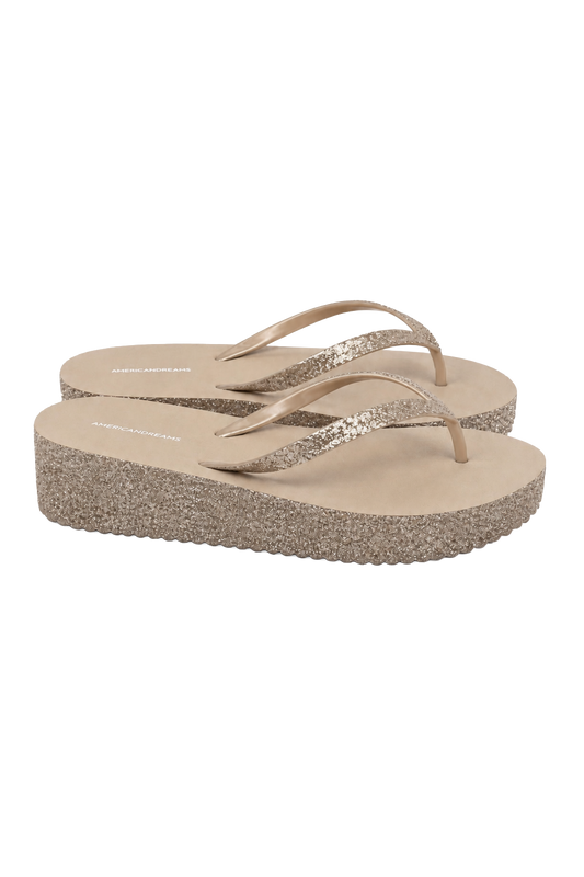 Dream Glitter Flip Flops Taupe