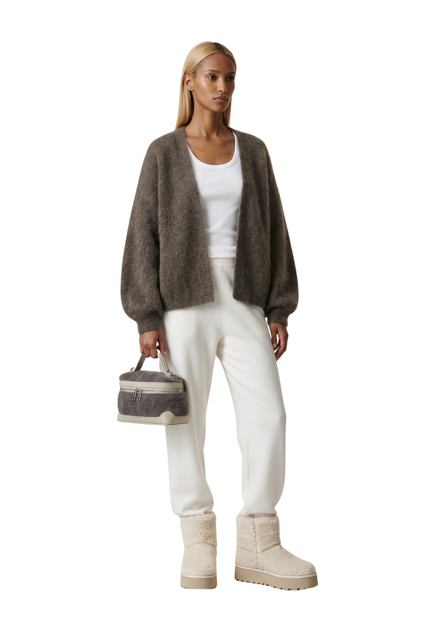 Lee Short Cardigan Dark Taupe