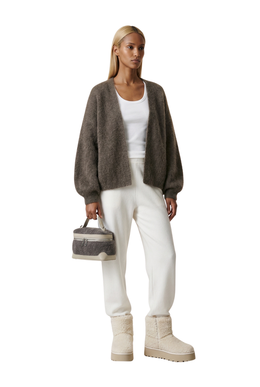 Lee Short Cardigan Dark Taupe