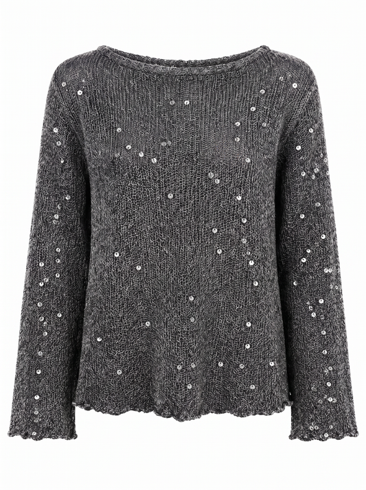 Anya Shimmer Pullover Black - front