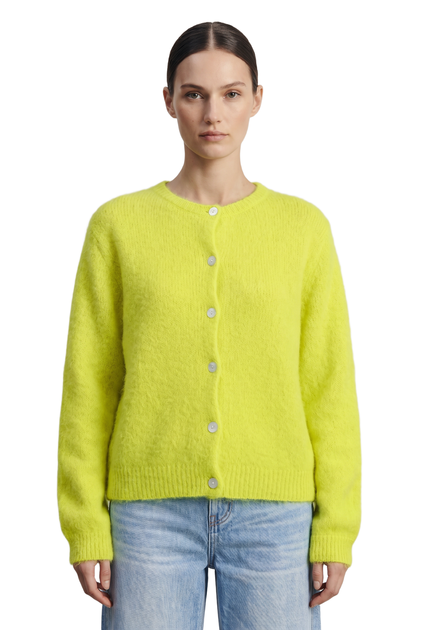 Susan Alpaca Cardigan Neon Yellow