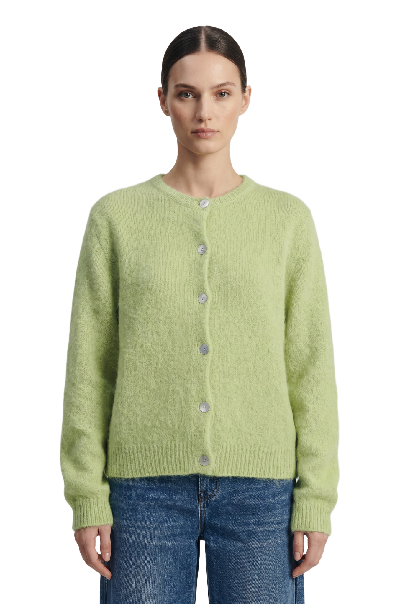 Susan Alpaca Cardigan Tea Green