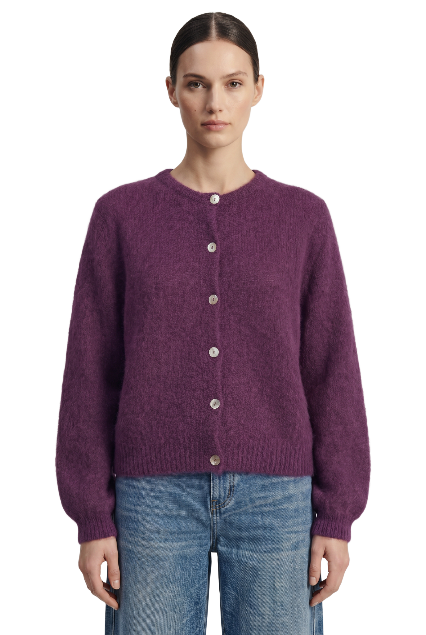 Susan Alpaca Cardigan Aubergine