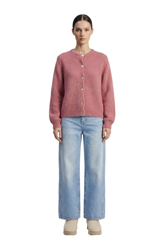 Susan Alpaca Cardigan Old Rose