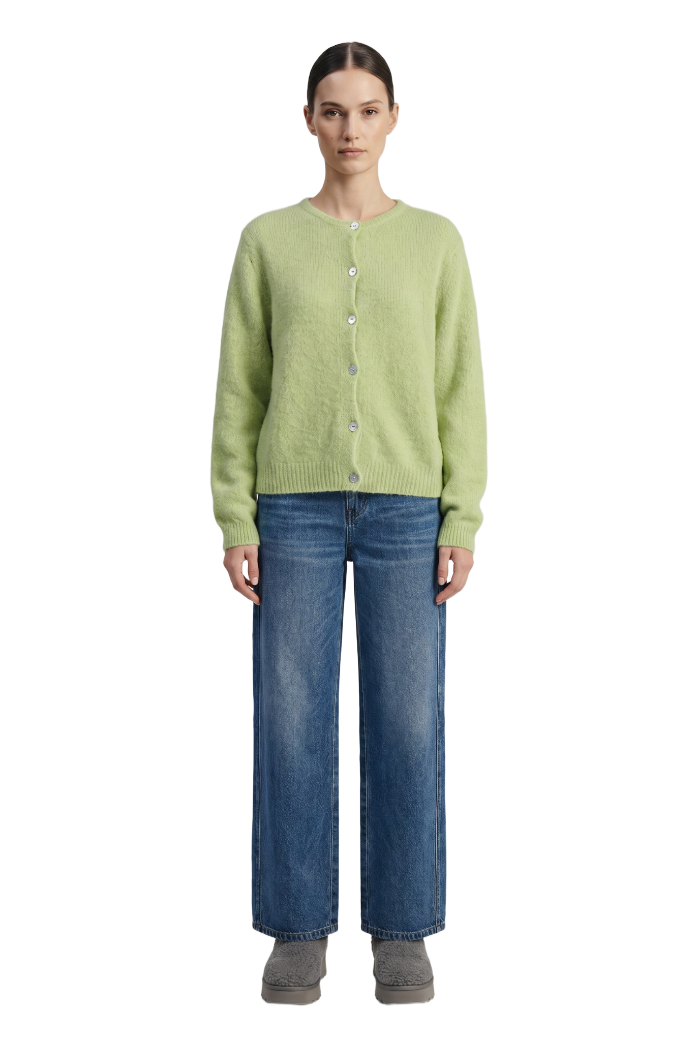 Susan Alpaca Cardigan Tea Green