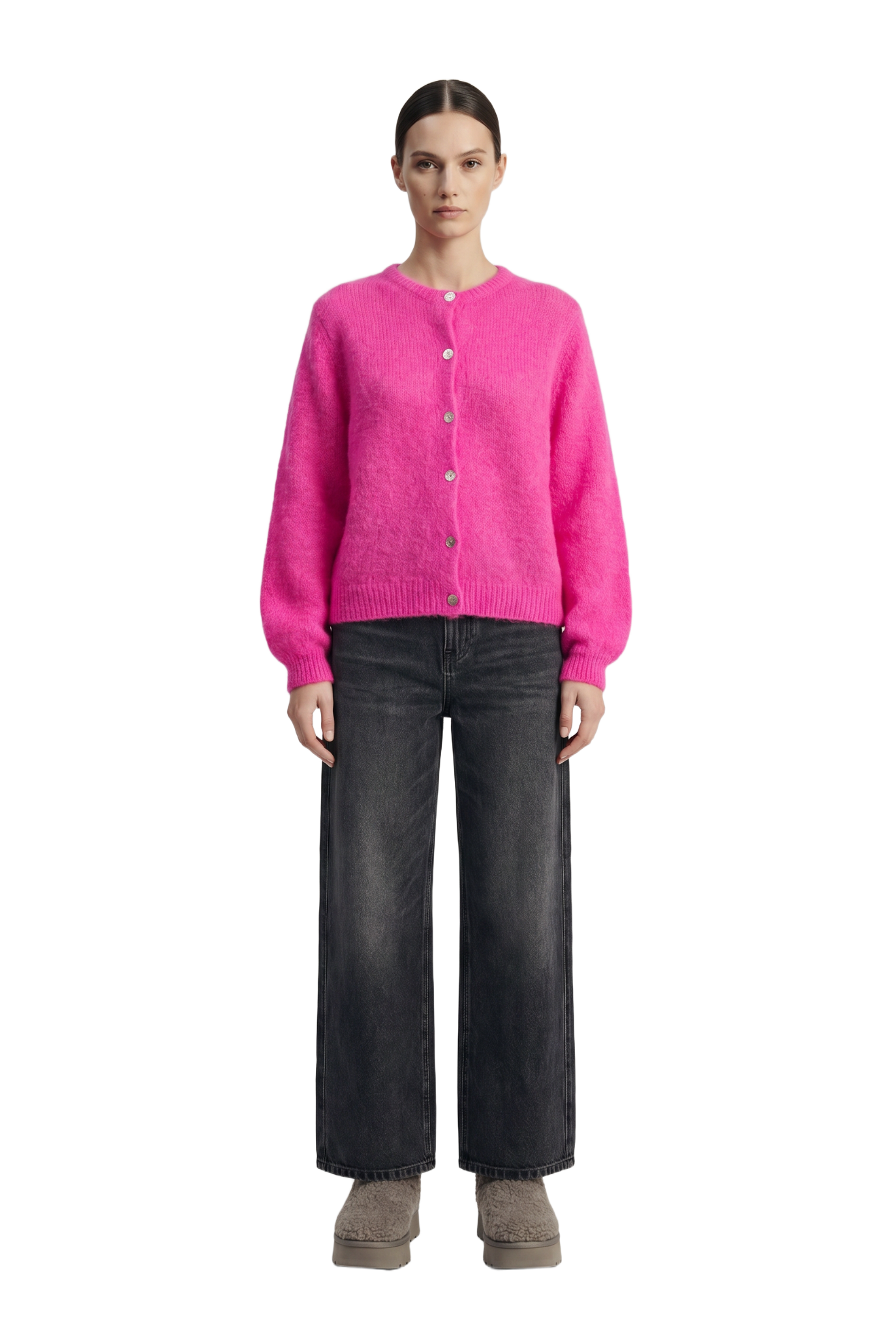 Susan Alpaca Cardigan Neon Pink