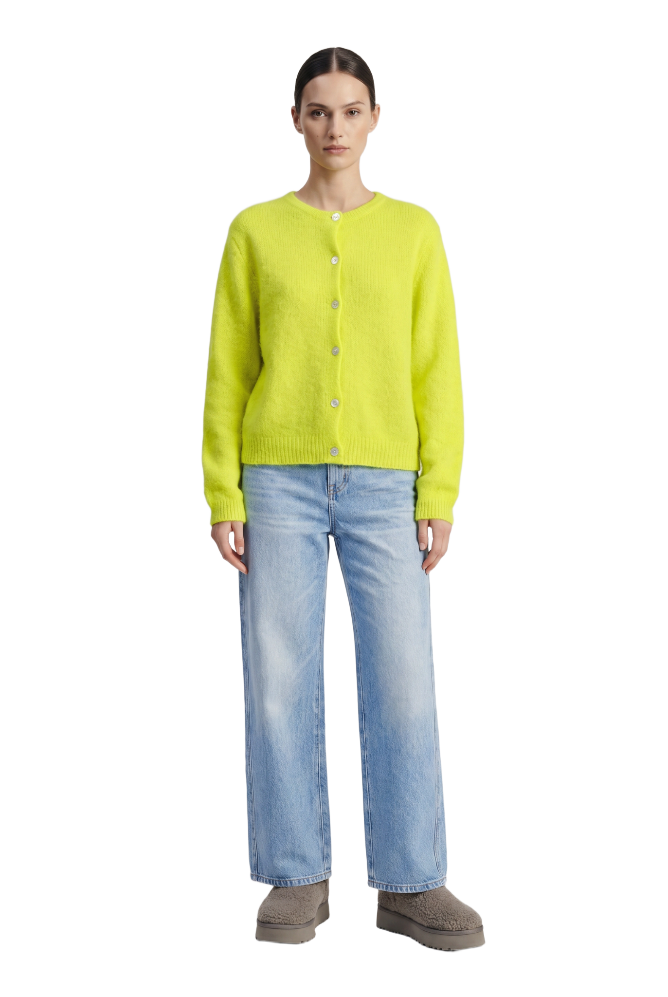 Susan Alpaca Cardigan Neon Yellow