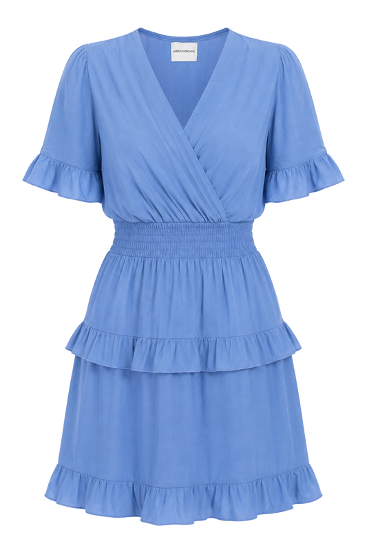 Ella Short Dress Solid Sky Blue