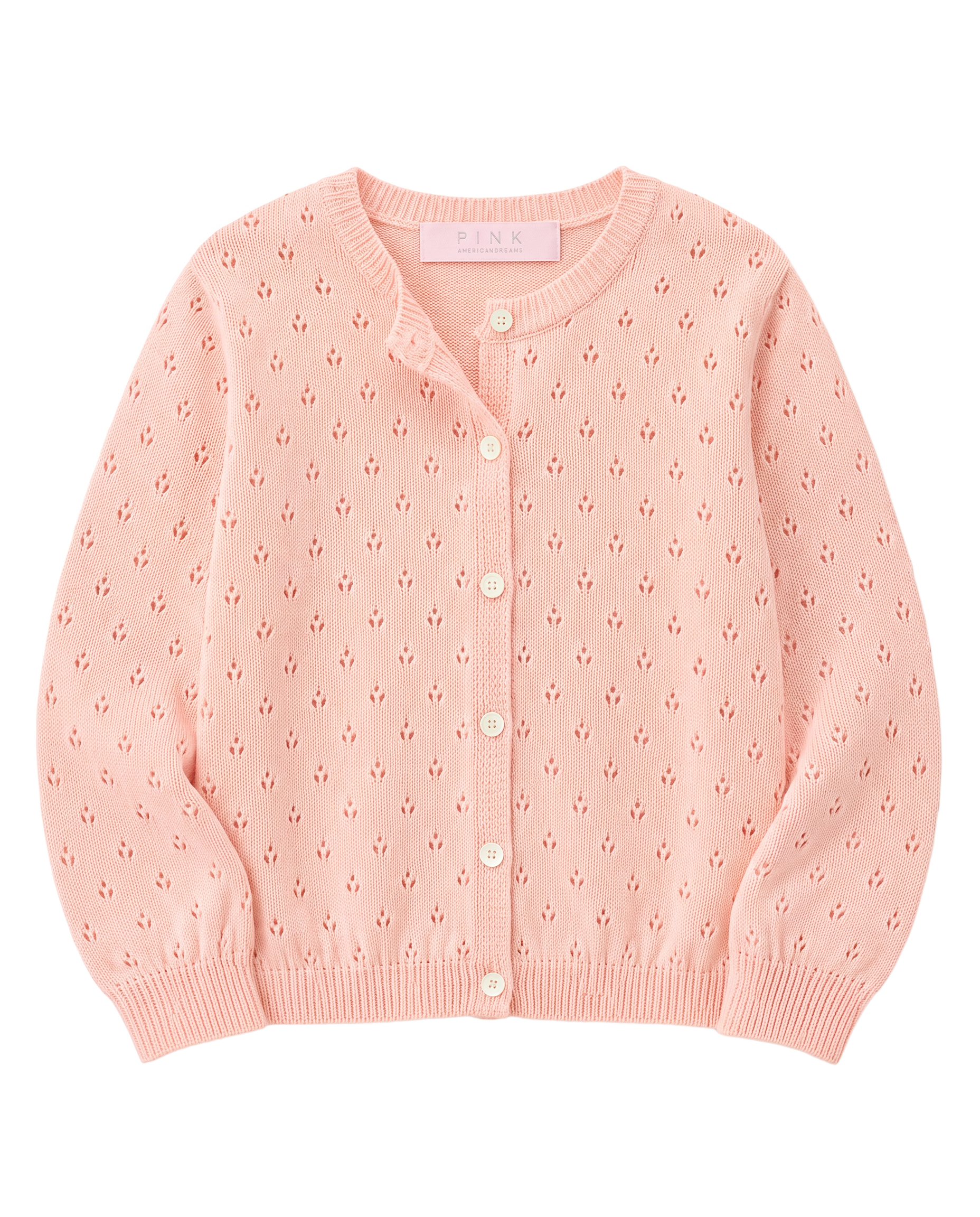 Elodie Pointelle Cardigan Peach - flat lay