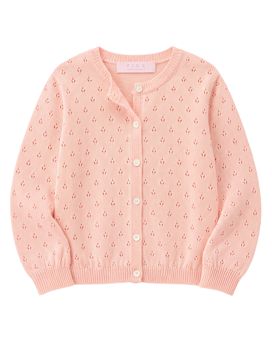 Elodie Pointelle Cardigan Peach - flat lay