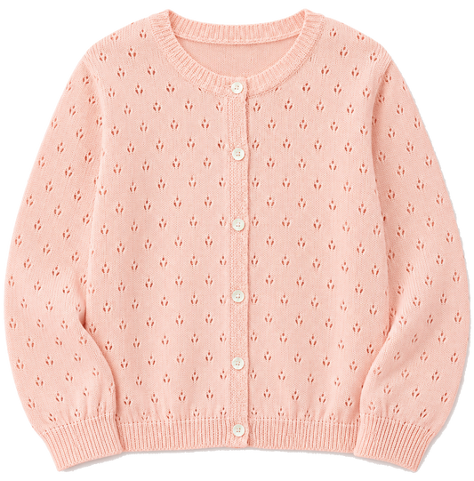 Elodie Pointelle Cardigan Peach - front