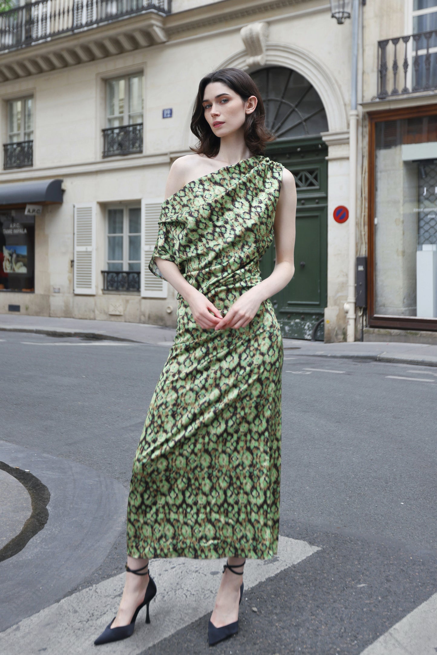 Camelia Dress Green Print