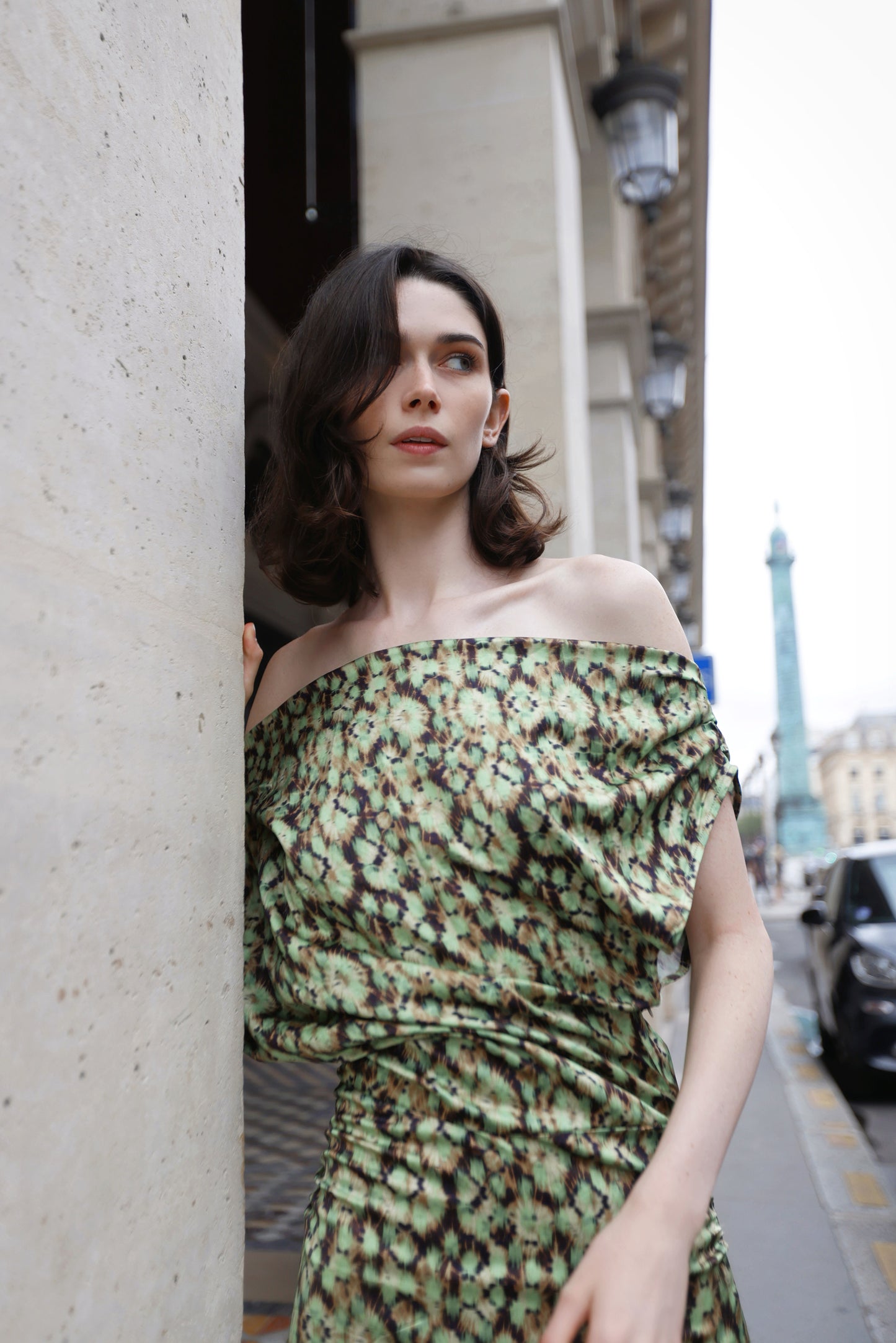 Camelia Dress Green Print