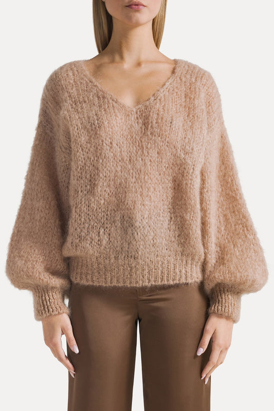 Milana LS Mohair Knit Medium Brown