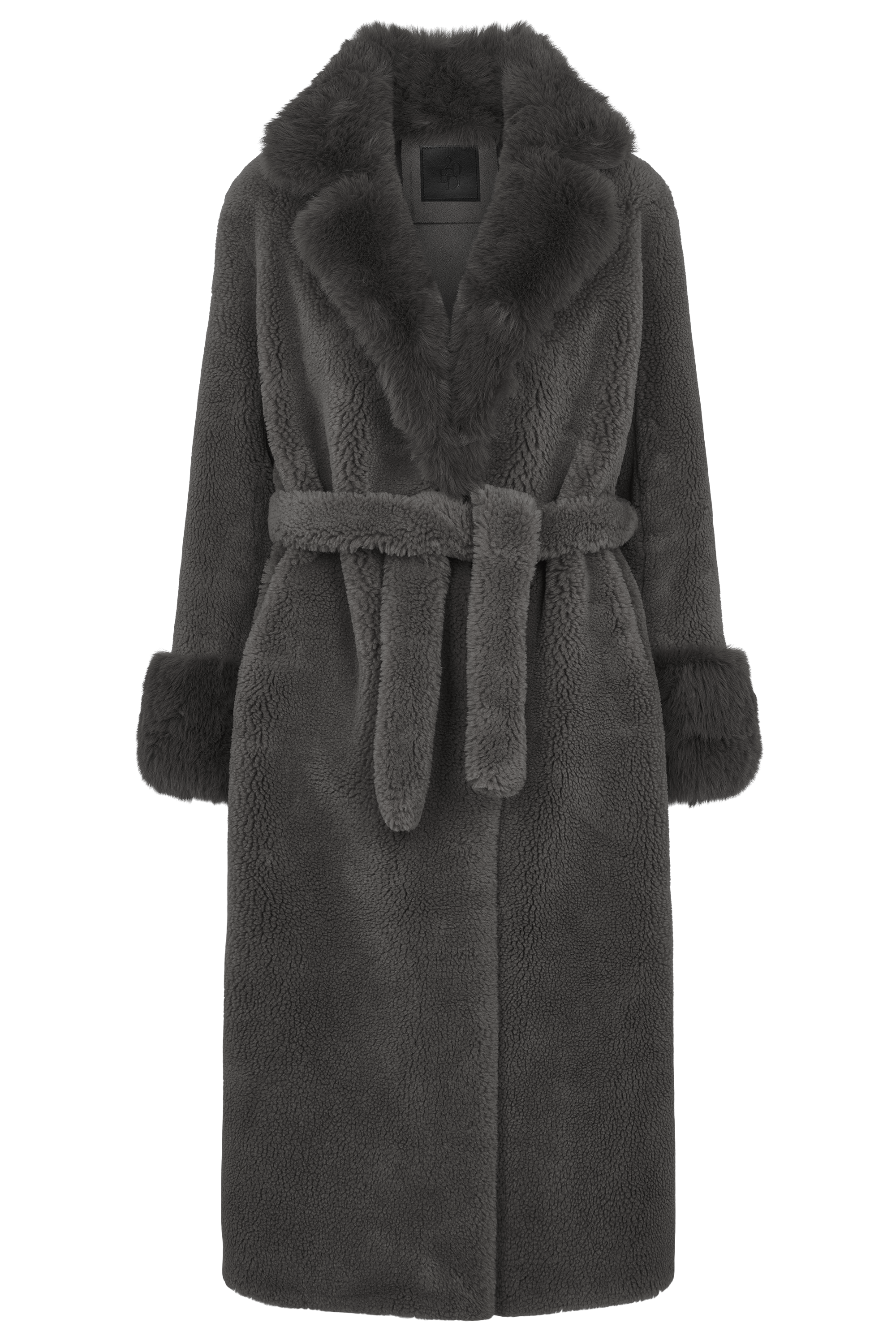Farah Belted Teddy Coat Grey image