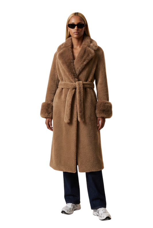 Farah Belted Teddy Coat Camel
