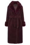 Farah Belted Teddy Coat Bordeaux