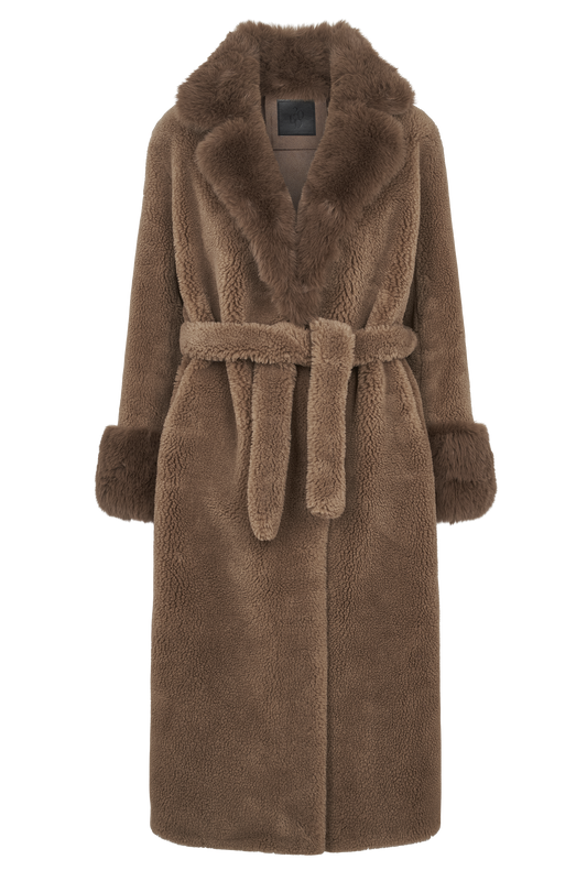 Farah Belted Teddy Coat Camel