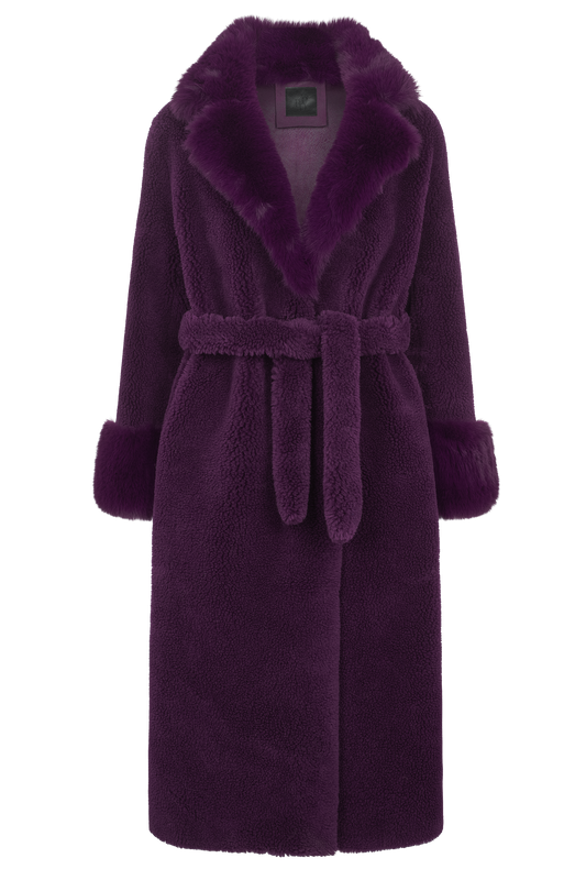 Farah Belted Teddy Coat Lilac
