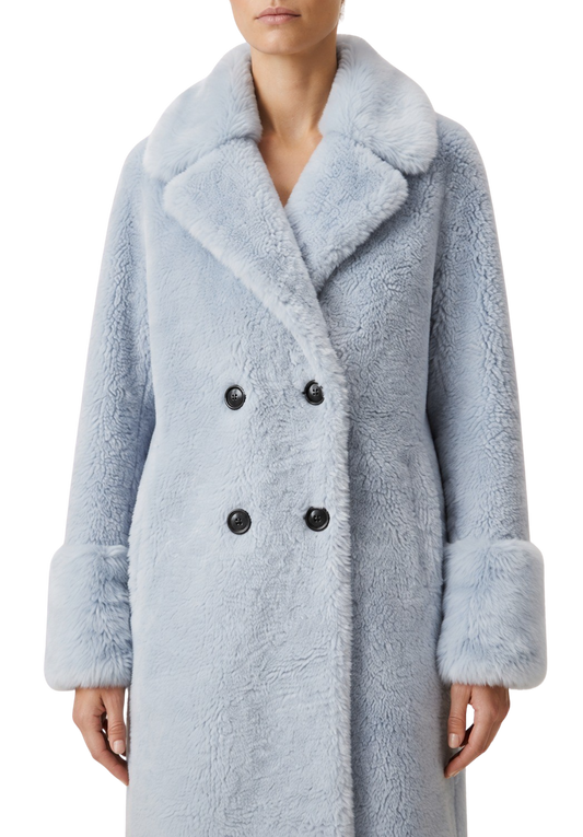 Fiona Long Wool Coat Light Blue image