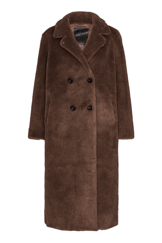 Fiona Long Coat Without Fur Chocolate Brown