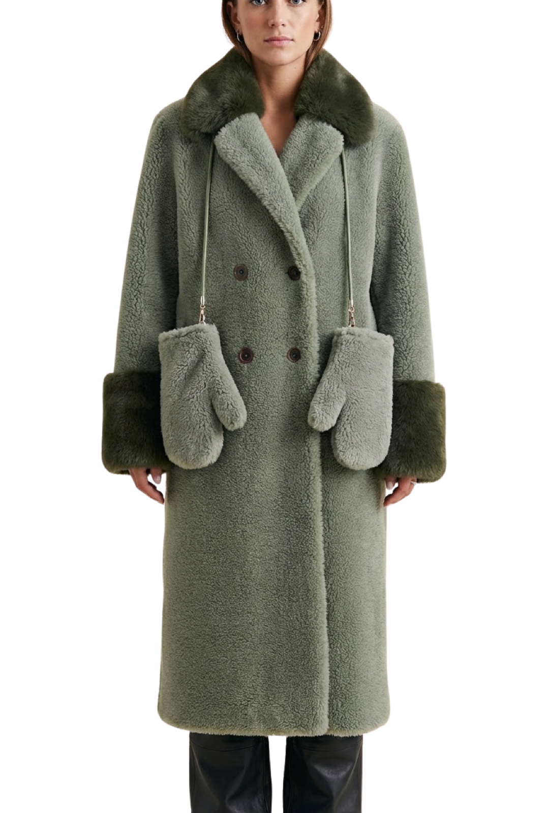 Fiona Long Wool Coat Green