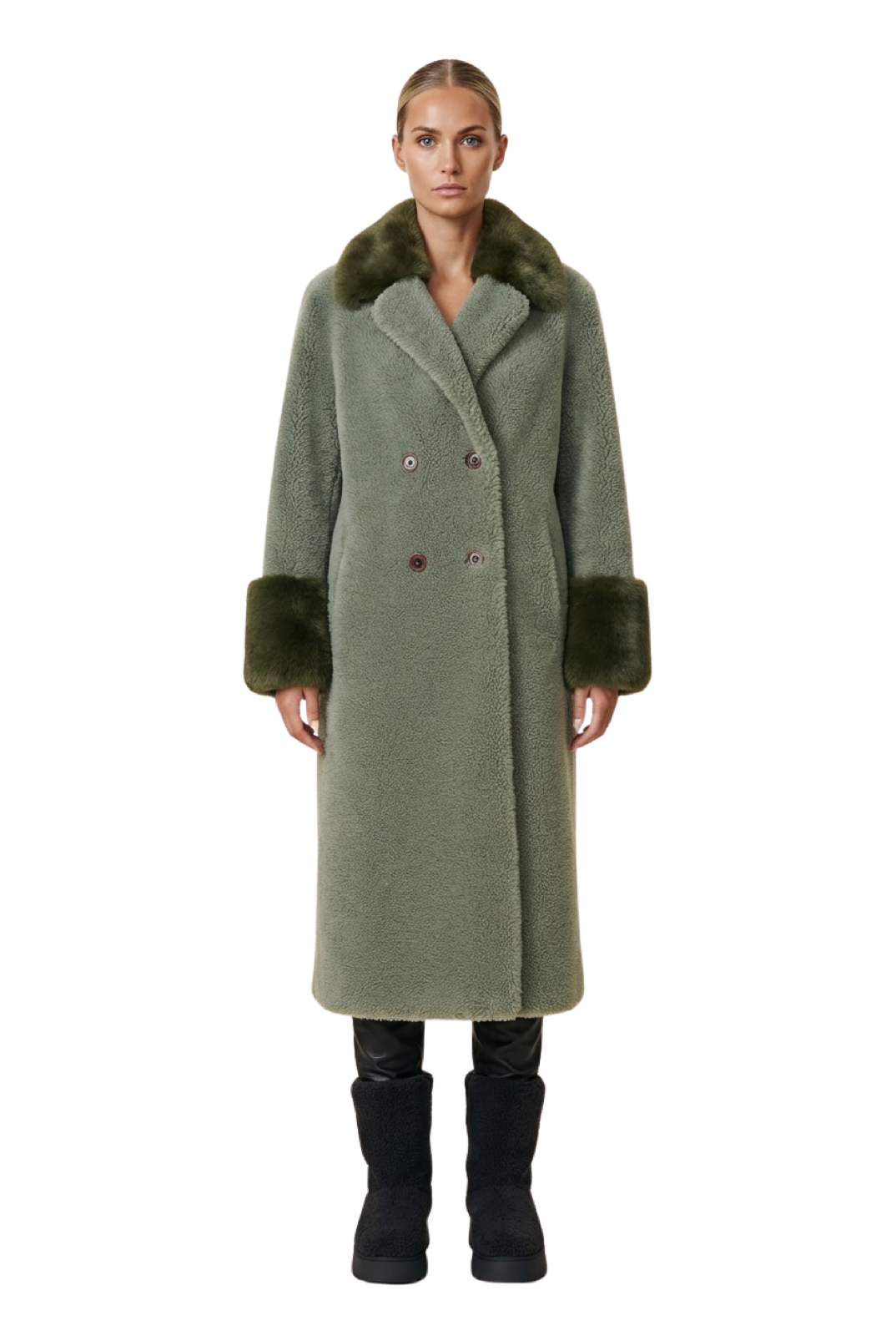 Fiona Long Wool Coat Green