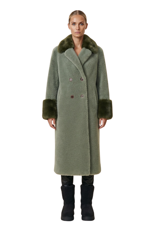 Fiona Long Wool Coat Green
