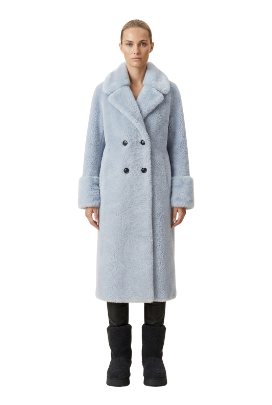 Fiona Long Wool Coat Light Blue