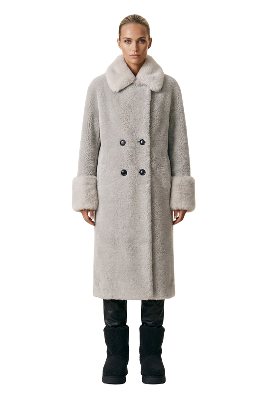 Fiona Long Wool Coat Light Grey