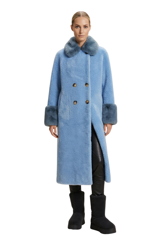Fiona Long Wool Coat Sky Blue