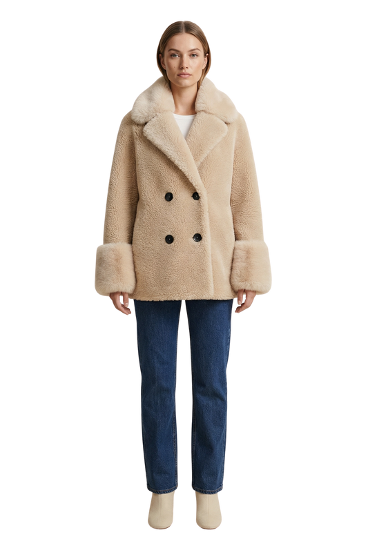 Fiona Short Wool Coat Beige