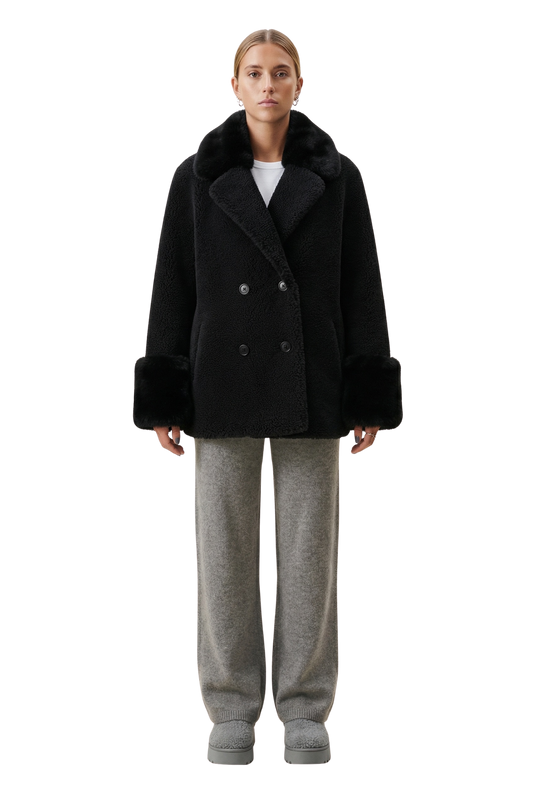 Fiona Short Wool Coat Black