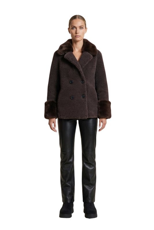 Fiona Short Wool Coat Chocolate Brown