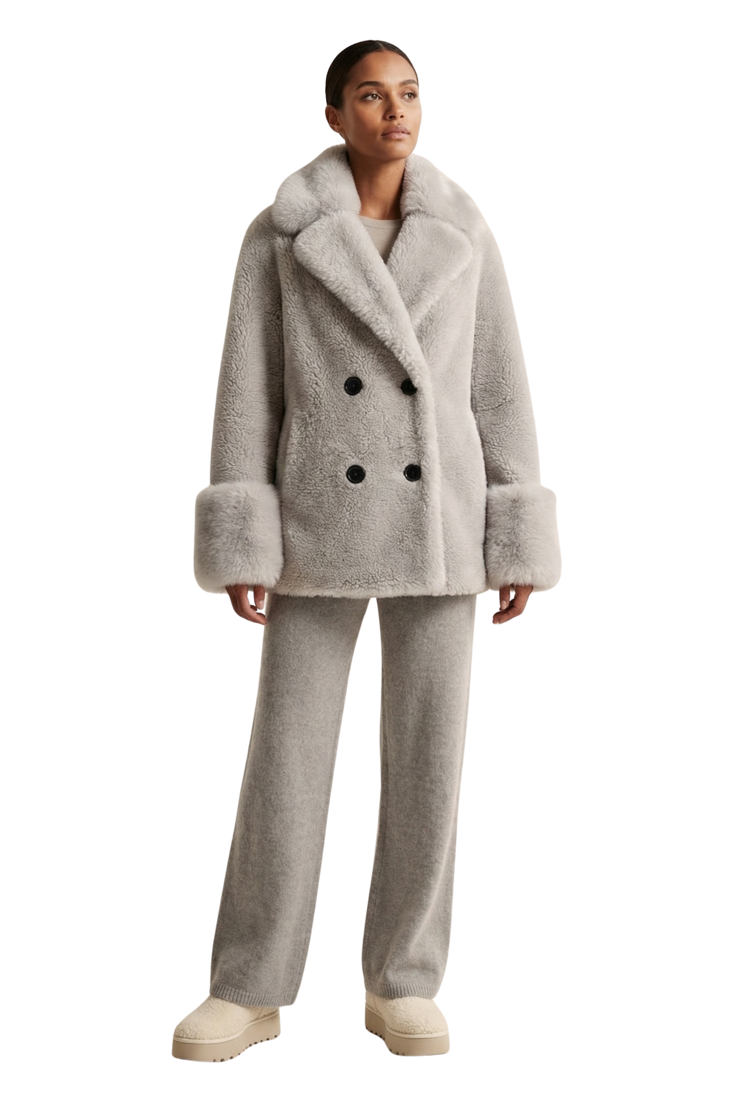 Fiona Short Wool Coat Light Grey