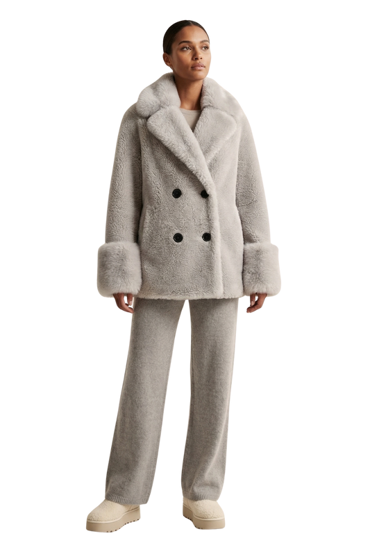 Fiona Short Wool Coat Light Grey