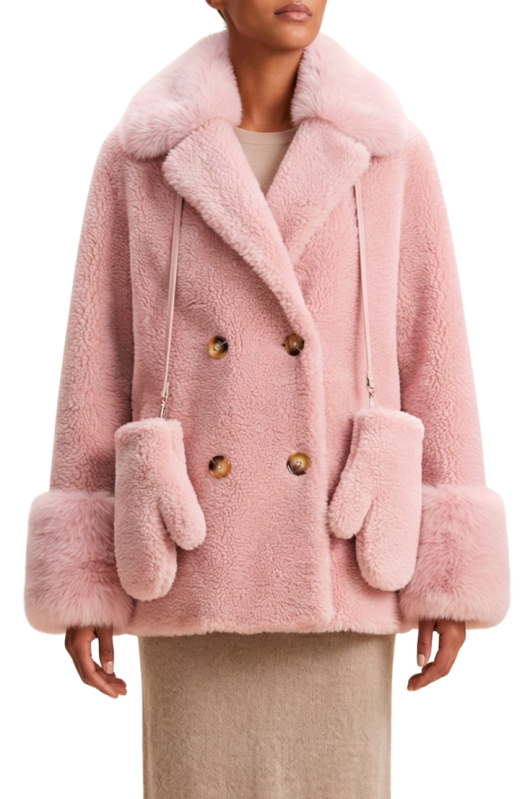 Fiona Short Wool Coat Light Pink