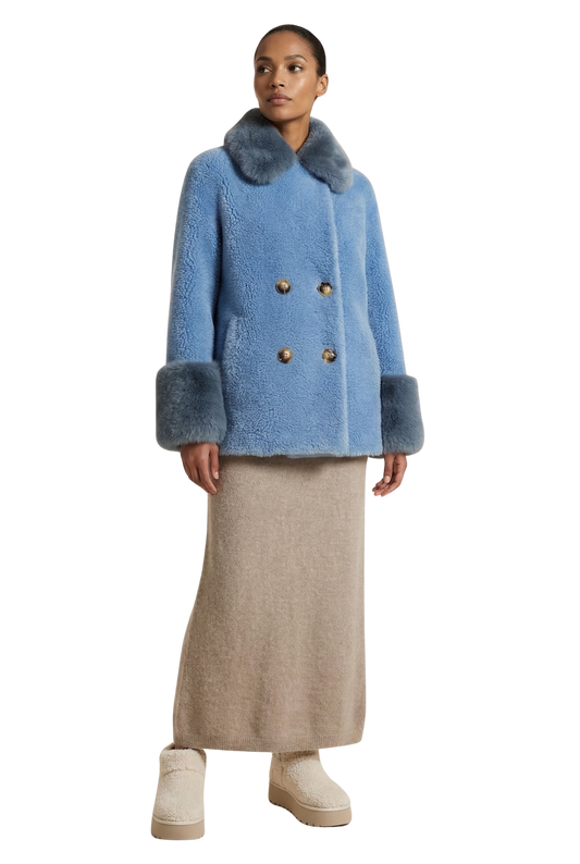 Fiona Short Wool Coat Sky Blue