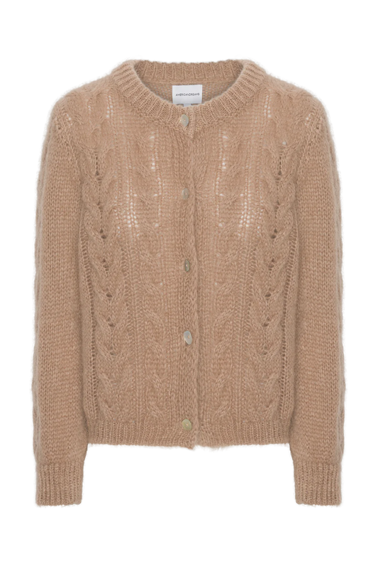 Frankie Cable Knit Cardigan Medium Brown