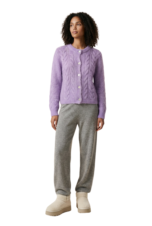 Frankie Cable Knit Cardigan Lilac